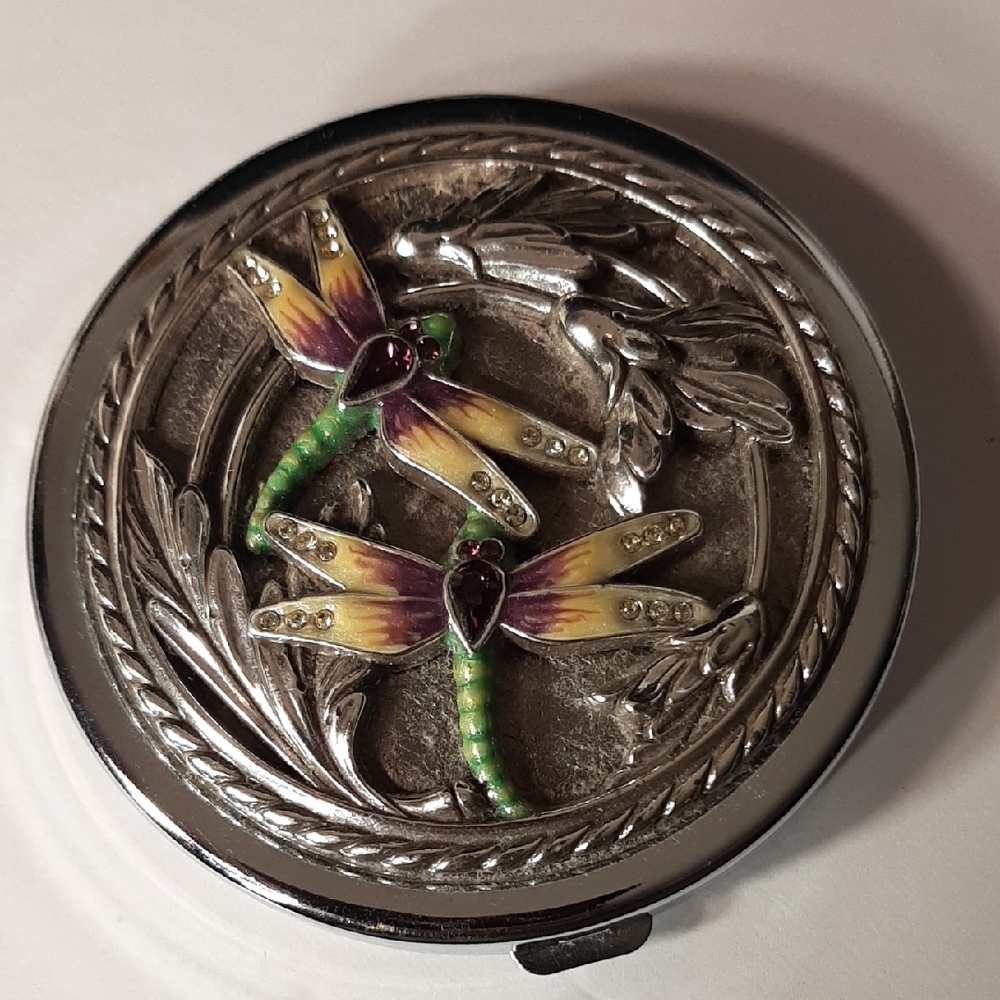 SALE! Brighton Vintage Silver/Multicolor Dragonfly Compact